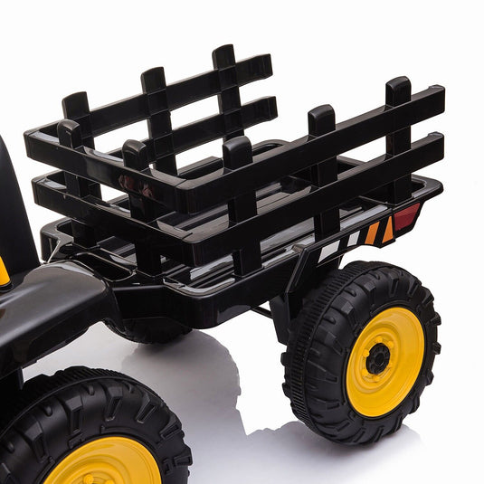 TOBBI 12V Electric Kids Ride On Tractor with Trailer and Lights