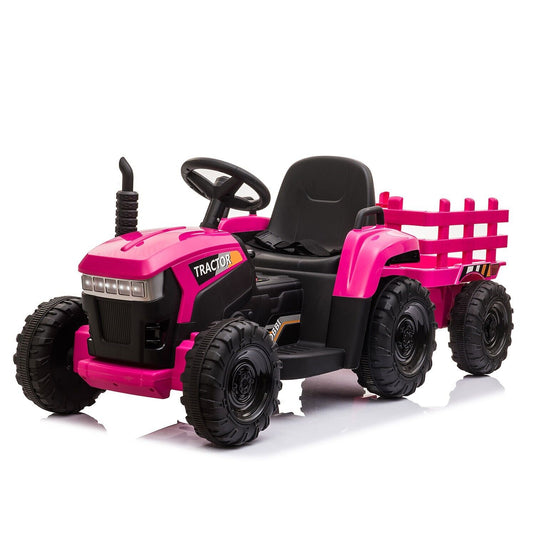 TOBBI 12V Electric Kids Tractor with Trailer - Battery Powered Ride-On Toy for Children