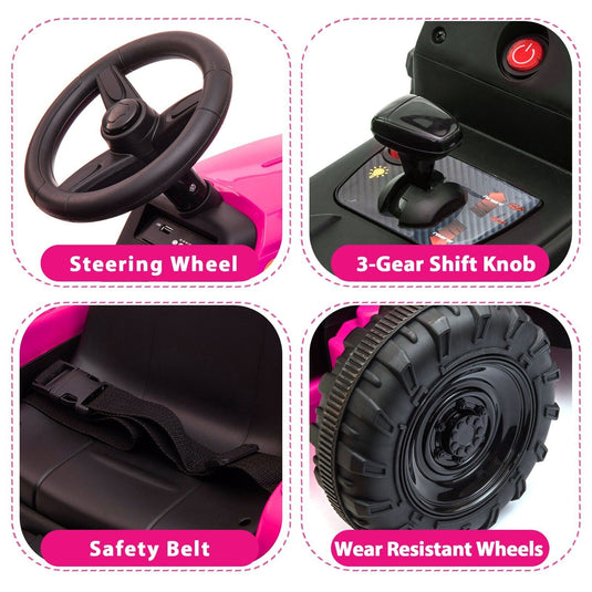 TOBBI 12V Electric Kids Tractor with Trailer - Battery Powered Ride-On Toy for Children