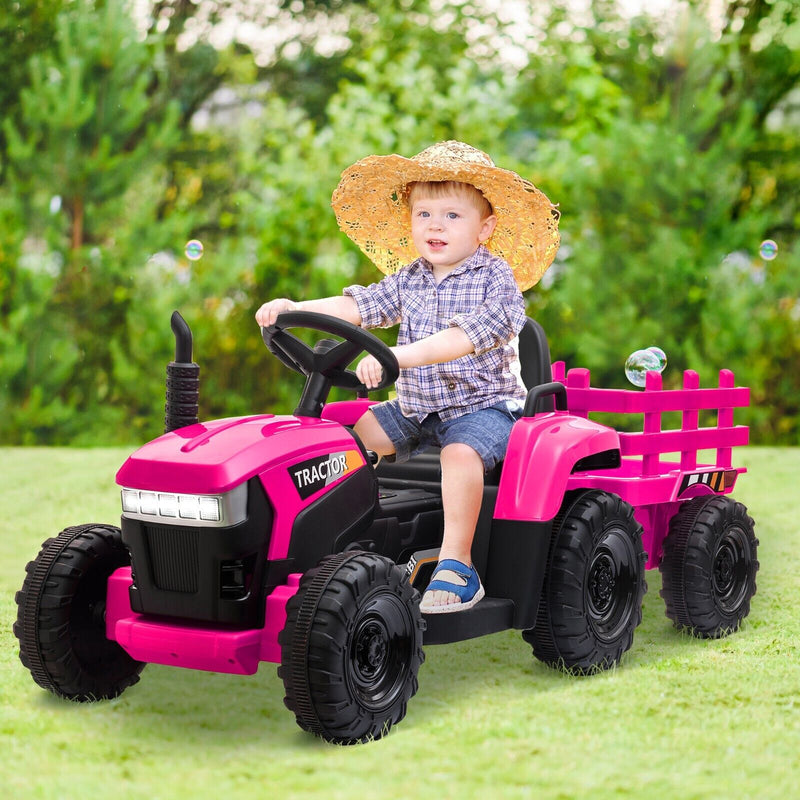 Load image into Gallery viewer, TOBBI 12V Electric Kids Tractor with Trailer - Battery Powered Ride-On Toy for Children
