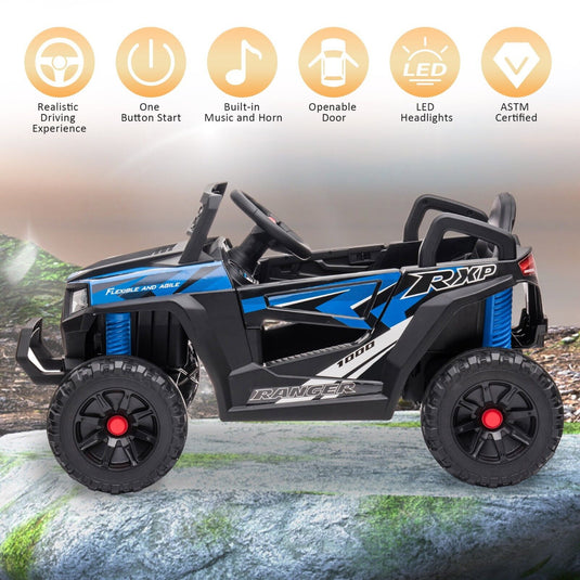 TOBBI 12V Electric Off-Road UTV for Kids - Battery Powered Ride-On Buggy