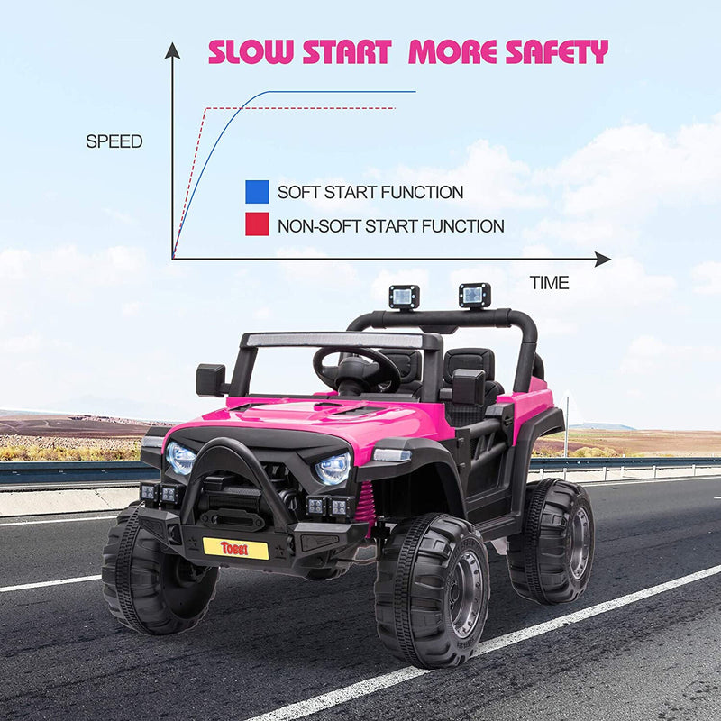 Load image into Gallery viewer, TOBBI 12V Electric Remote Control Kids Ride On Truck in Rose Red
