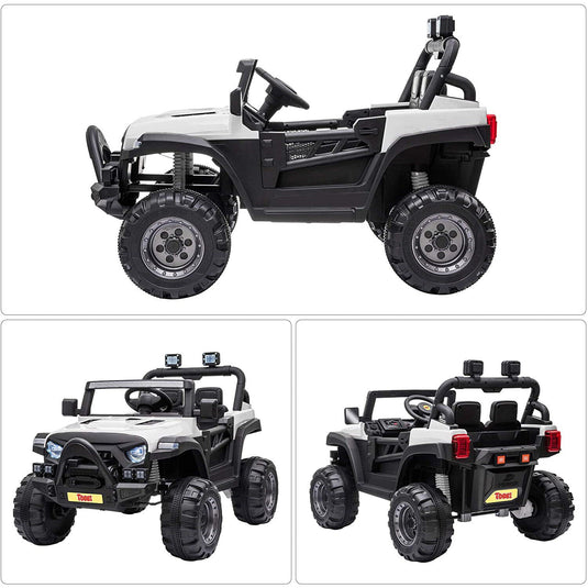 TOBBI 12V Electric Remote Control Kids Ride-On Truck in White