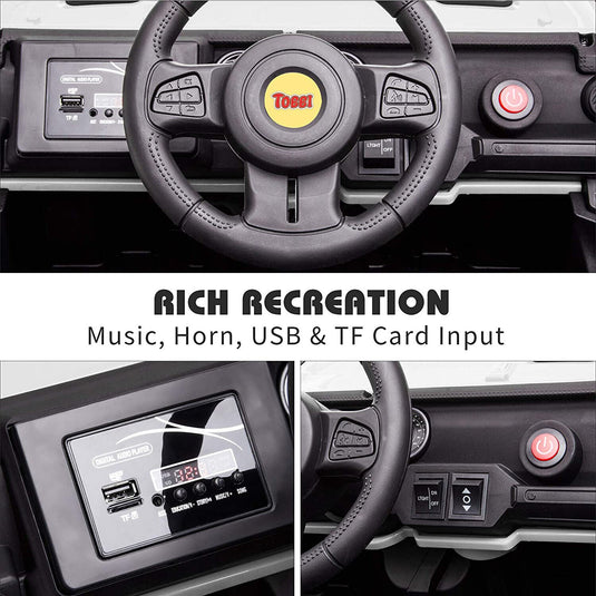 TOBBI 12V Electric Remote Control Kids Ride-On Truck in White