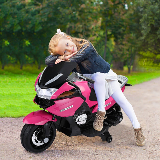 TOBBI 12V Electric Ride-On Motorcycle for Kids with Training Wheels