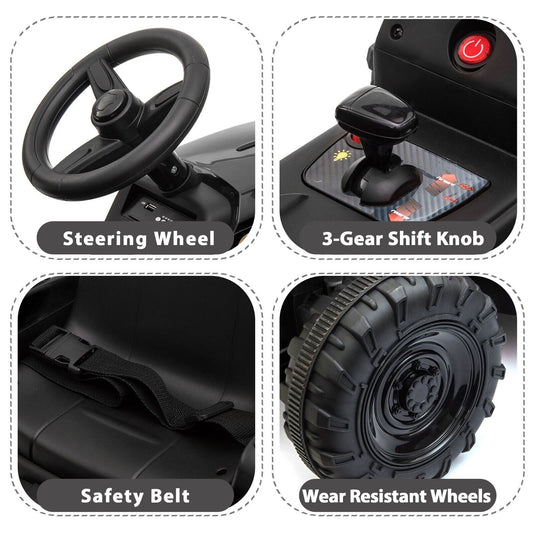 TOBBI 12V Electric Tractor Ride-On Toy with Trailer for Kids - Battery Powered Vehicle