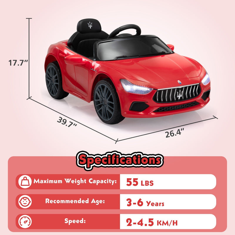 Load image into Gallery viewer, 12V Licensed Maserati Ghibli Electric Ride-On Car Toy for Kids Boys and Girls
