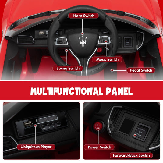 12V Licensed Maserati Ghibli Electric Ride-On Car Toy for Kids Boys and Girls