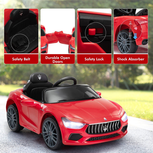 12V Licensed Maserati Ghibli Electric Ride-On Car Toy for Kids Boys and Girls