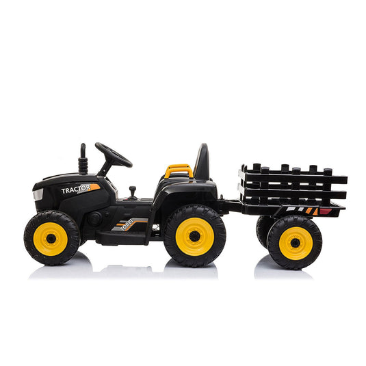TOBBI 12V Kids Battery-Powered Ride On Tractor Toy in Black (Open Box)