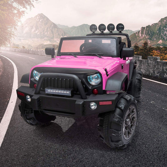 TOBBI 12V Kids Electric 2 Speed Jeep Wrangler Ride On Toy - Pink