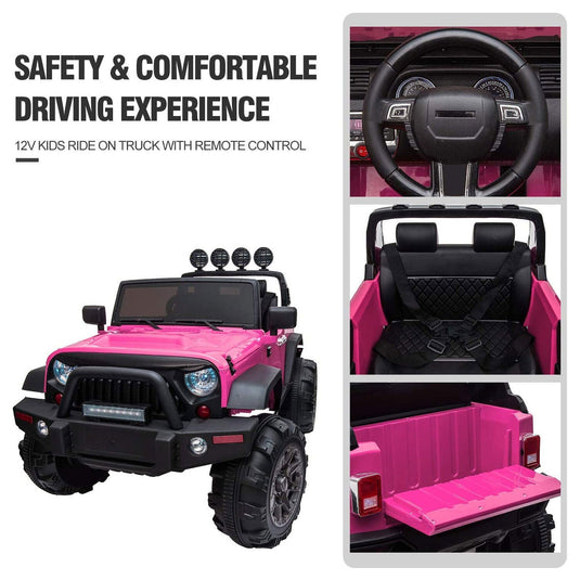 TOBBI 12V Kids Electric 2 Speed Jeep Wrangler Ride On Toy - Pink