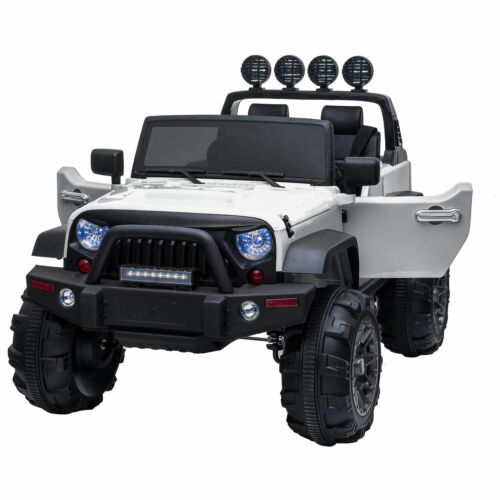 TOBBI 12V Kids Electric 2 Speed Open Top SUV Ride On Toy, White