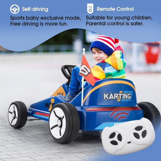 12V Kids Electric Ride-On Go Kart Toy Car with Remote Control for Ages 3-8 Years