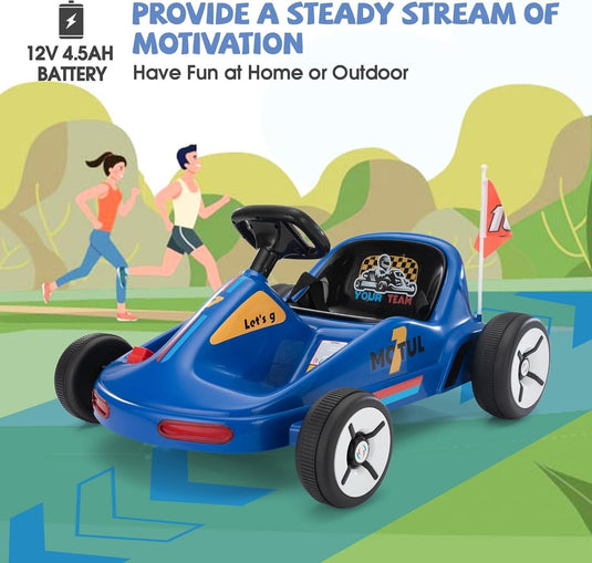 12V Kids Electric Ride-On Go Kart Toy Car with Remote Control for Ages 3-8 Years