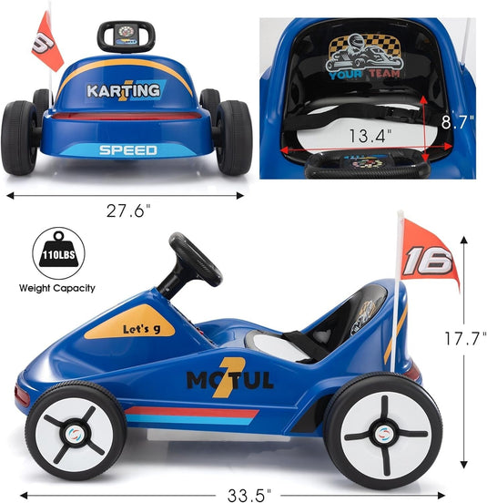 12V Kids Electric Ride-On Go Kart Toy Car with Remote Control for Ages 3-8 Years