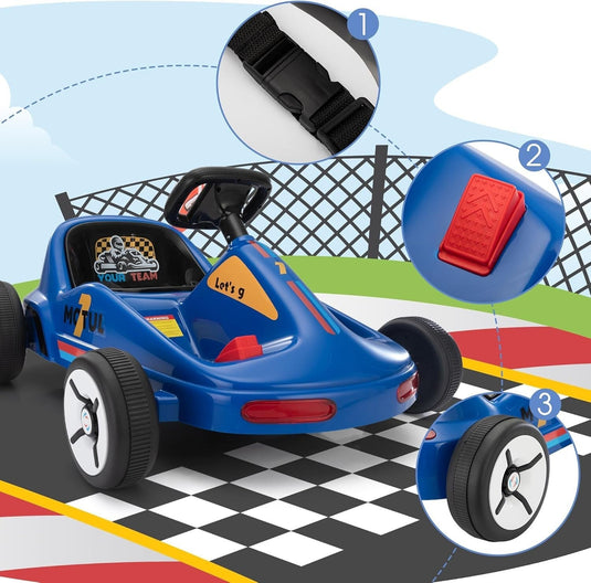 12V Kids Electric Ride-On Go Kart Toy Car with Remote Control for Ages 3-8 Years