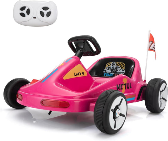 12V Kids Electric Ride-On Go Kart Toy Car with Remote Control for Ages 3-8 Years