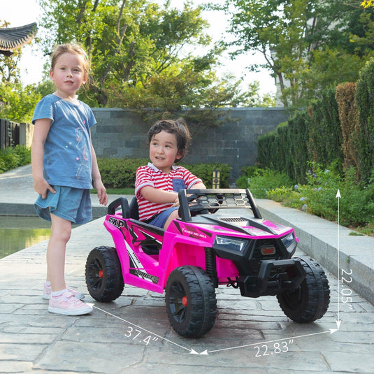 12V Kids Electric 2WD Off-Road UTV Ride-On Truck with Music in Rose Red