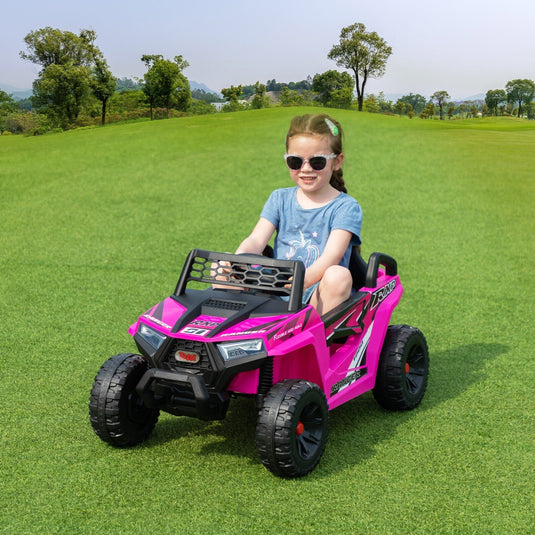 12V Kids Electric 2WD Off-Road UTV Ride-On Truck with Music in Rose Red