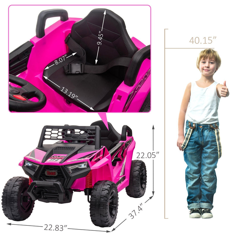 Load image into Gallery viewer, 12V Kids Electric 2WD Off-Road UTV Ride-On Truck with Music in Rose Red
