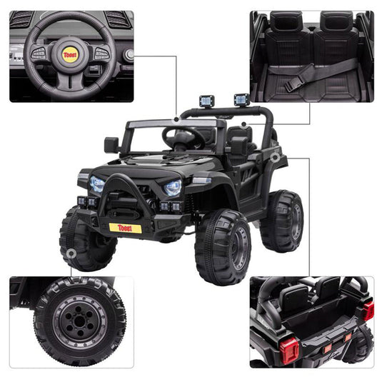 TOBBI 12V Kids Electric Ride On SUV Truck Car with 3 Speeds, Black