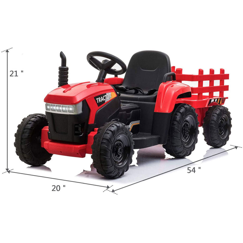 Load image into Gallery viewer, TOBBI 12V Kids Electric Ride On Toy Tractor with Trailer, Red
