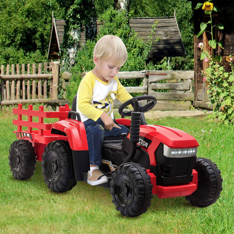 Load image into Gallery viewer, TOBBI 12V Kids Electric Ride On Toy Tractor with Trailer, Red
