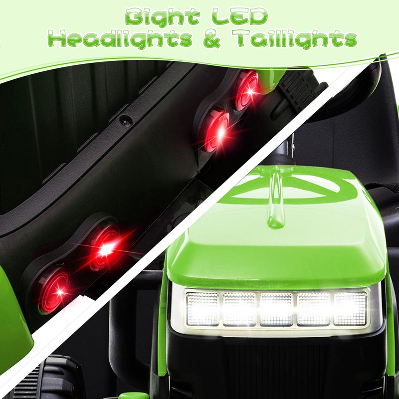 Load image into Gallery viewer, 12V Battery-Powered Kids Electric Ride-On Tractor with Trailer Vehicle
