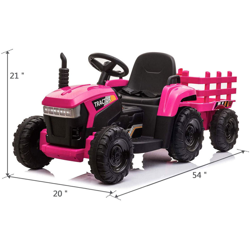 Load image into Gallery viewer, TOBBI 12V Kids Electric Ride On Tractor with Trailer in Rose Red
