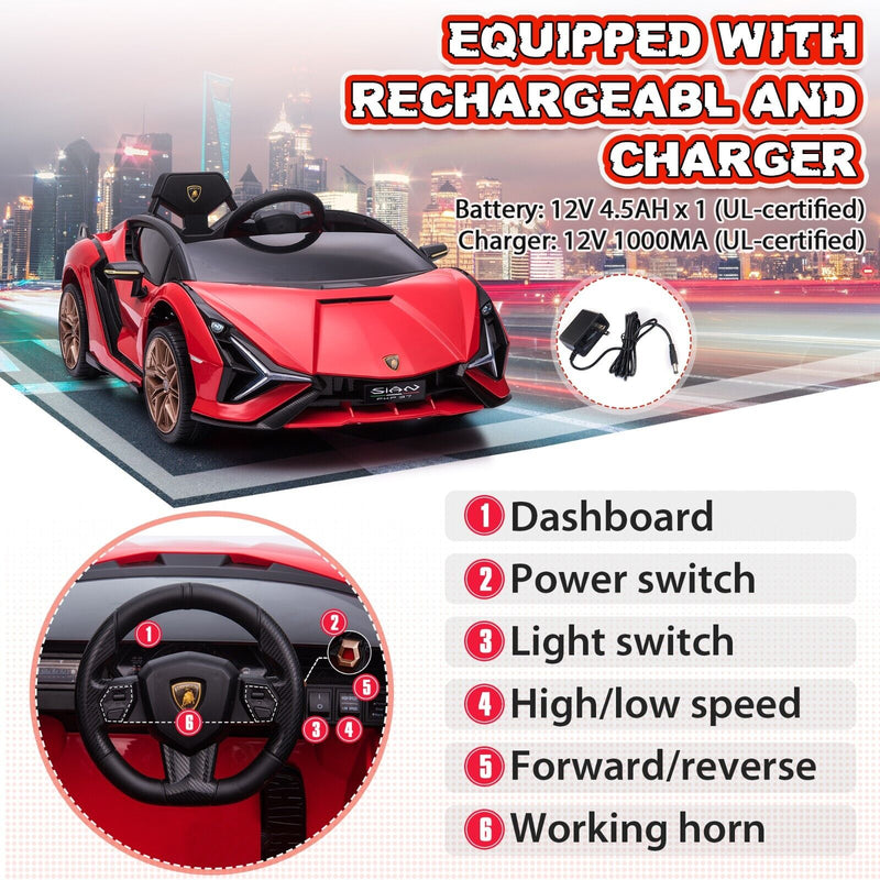 Load image into Gallery viewer, TOBBI 12V Kids Lamborghini SIAN Electric Car with Remote Control - The Perfect Ride for Young Drivers
