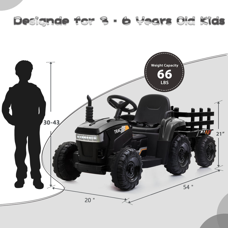 Load image into Gallery viewer, 12V Electric Ride-On Kids Tractor with Battery Powered Toy Car and Trailer
