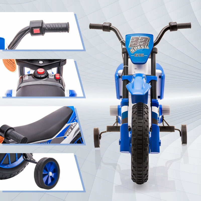 Load image into Gallery viewer, 12V Kids Electric Ride-On Motorcycle with Training Wheels and 2 Speeds
