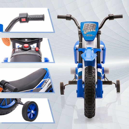 12V Kids Electric Ride-On Motorcycle with Training Wheels and 2 Speeds