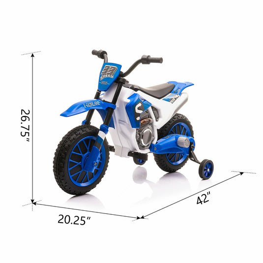 12V Kids Electric Ride-On Motorcycle with Training Wheels and 2 Speeds
