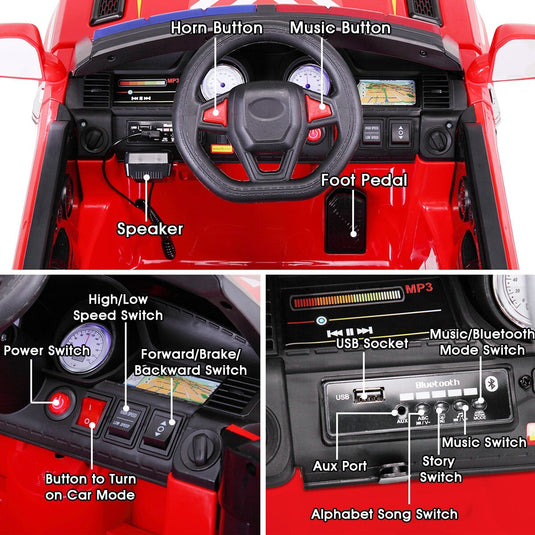 12V Kids Electric Police Ride-On Car with Remote Control and Siren