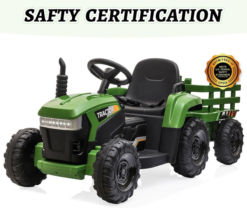Load image into Gallery viewer, 12V Battery-Powered Kids Ride-On Tractor Toy with Trailer and 35W Dual Motors
