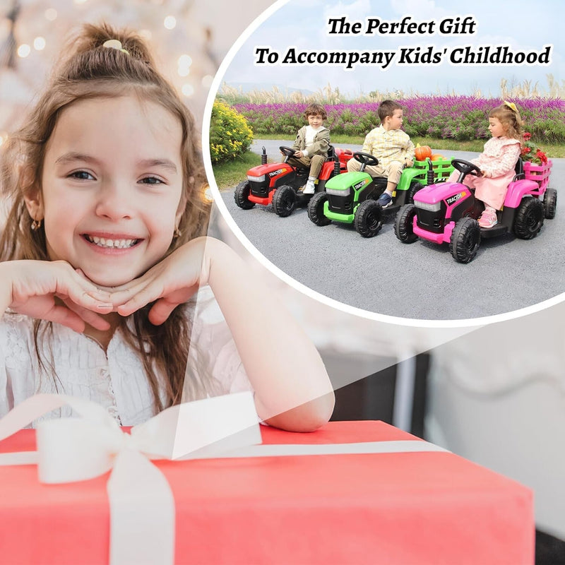 Load image into Gallery viewer, 12V Battery-Powered Kids Ride-On Tractor Toy with Trailer and 35W Dual Motors
