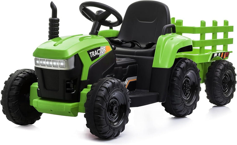 Load image into Gallery viewer, 12V Battery-Powered Ride-On Tractor Toy with Trailer for Toddlers
