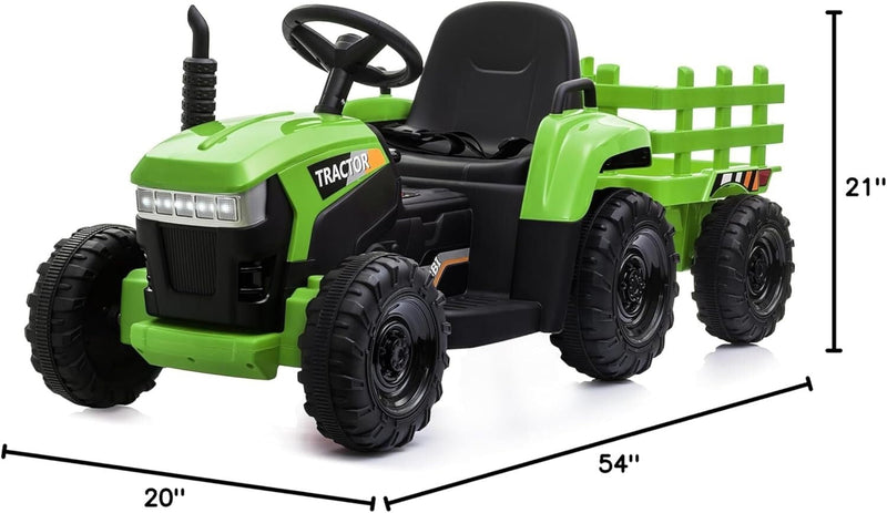Load image into Gallery viewer, 12V Battery-Powered Ride-On Tractor Toy with Trailer for Toddlers
