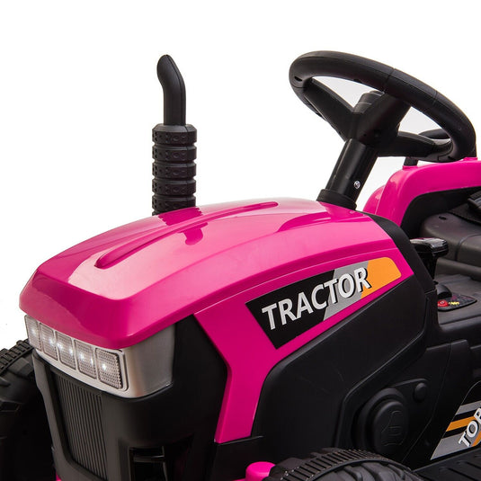 TOBBI 12V Electric Tractor for Kids with Trailer and Dual Motors - Perfect Gift for Young Drivers