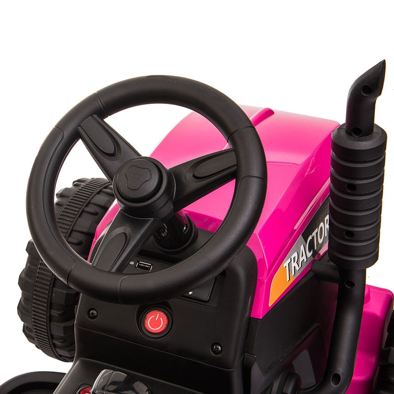 Load image into Gallery viewer, TOBBI 12V Electric Tractor for Kids with Trailer and Dual Motors - Perfect Gift for Young Drivers
