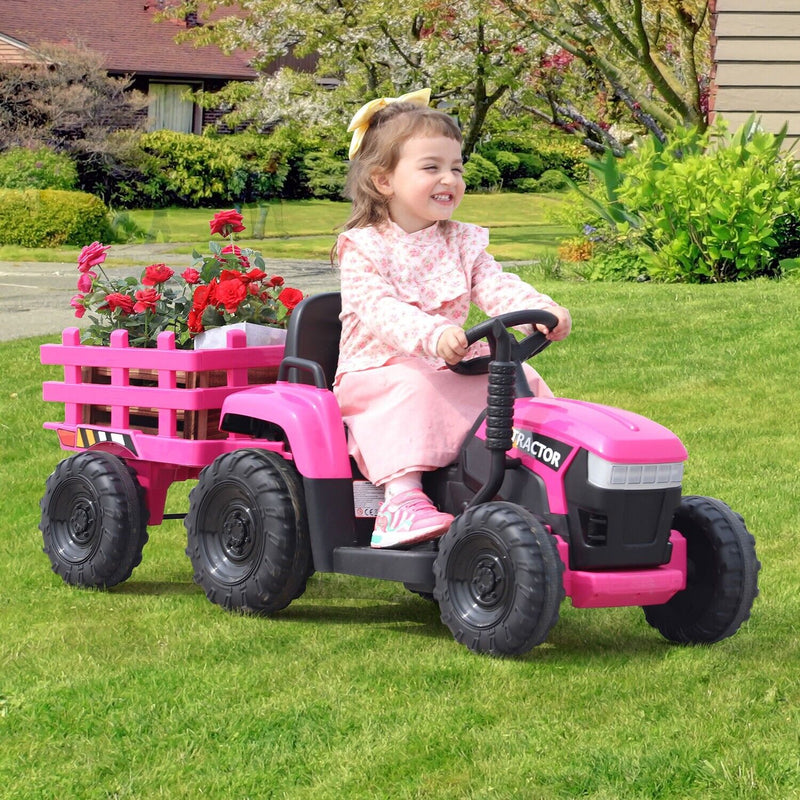 Load image into Gallery viewer, TOBBI 12V Electric Tractor for Kids with Trailer and Dual Motors - Perfect Gift for Young Drivers
