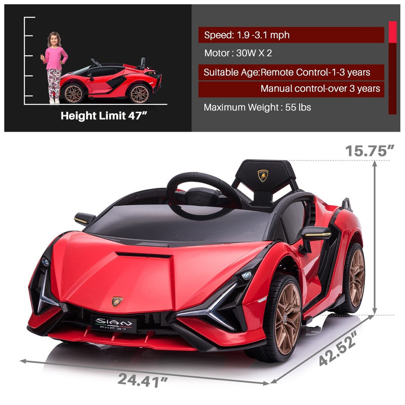 Load image into Gallery viewer, TOBBI 12V Lamborghini SIAN Electric Car for Kids with Remote Control - Red
