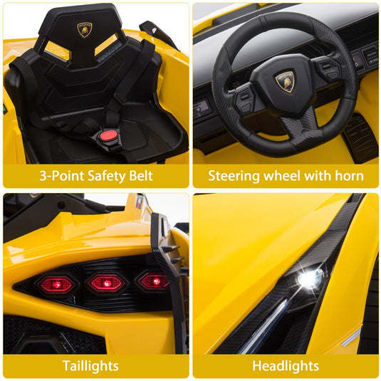 TOBBI 12V Lamborghini SIAN Electric Ride-On Car with Remote Control for Kids