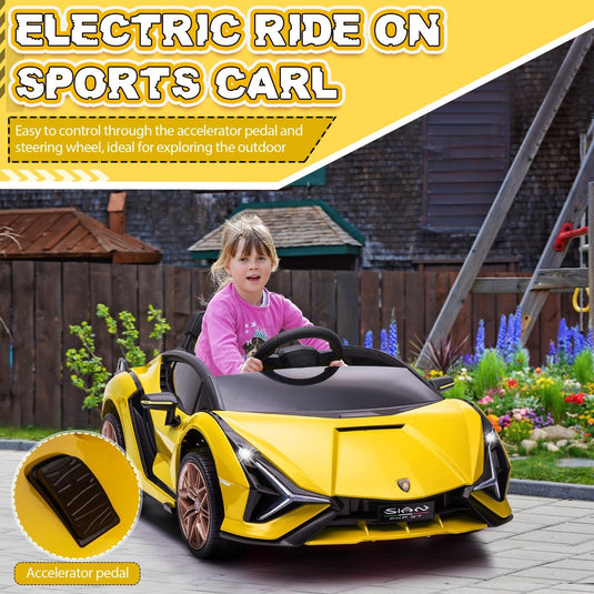 TOBBI 12V Lamborghini SIAN Electric Ride-On Car with Remote Control for Kids