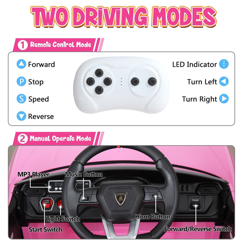 Load image into Gallery viewer, TOBBI 12V Lamborghini SUV Ride-On Car for Kids with Remote Control and MP3 Player, Pink
