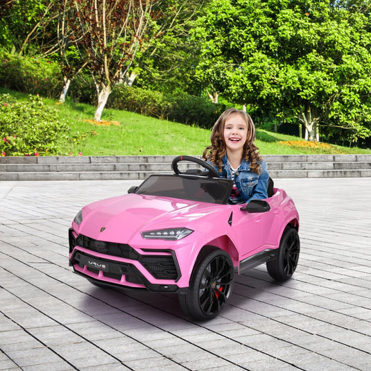 TOBBI 12V Pink Lamborghini SUV Ride-On Car with Remote Control and MP3 Player for Kids