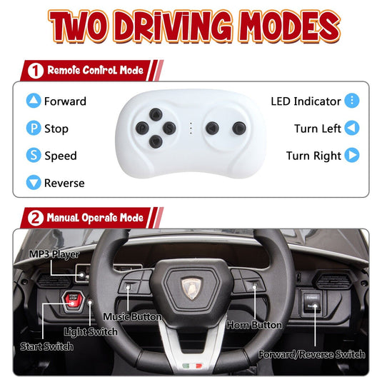 TOBBI 12V Lamborghini Urus Licensed Kids Ride on Car with Music - Black