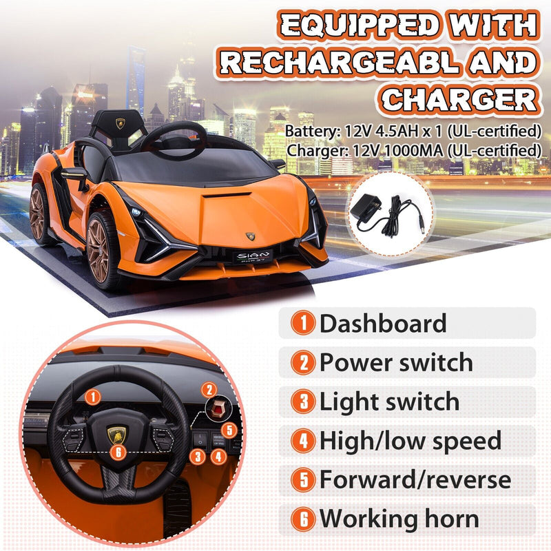 Load image into Gallery viewer, TOBBI 12V Licensed Lamborghini Sian Battery Powered Ride On Car for Kids with Remote Control
